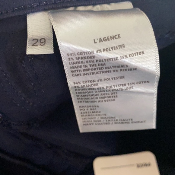 L’AGENCE Margot Coated Jean Navy Blue Size 29 - Picture 12 of 12
